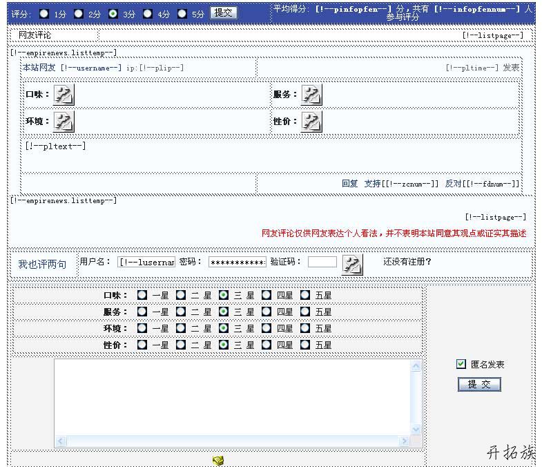 帝国CMS评论自定义字段制作餐馆评分系统 第4张