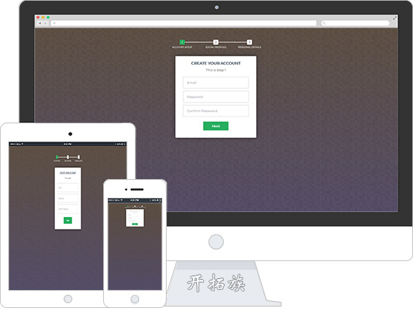 分步骤注册登录表单切换模板 效果图