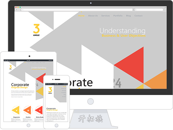 个性css3三角形三维平面动态设计师案例bootstrap网站模板 效果图
