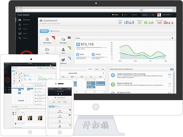 Core Admin后台bootstrap管理运营网站模板