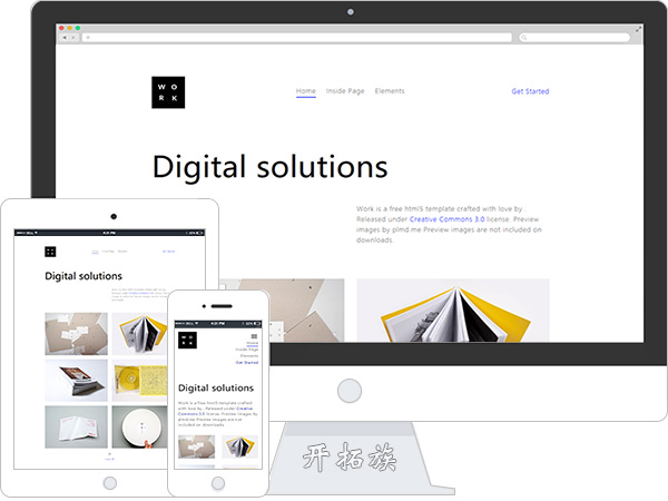 黑白极简布局极客名片产品展示html5网页模板 效果图