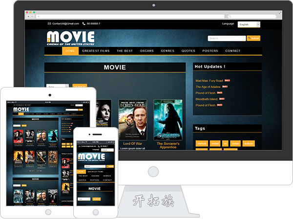 MOVIE电影高清视频美国大片预告片门户网站模板 效果图