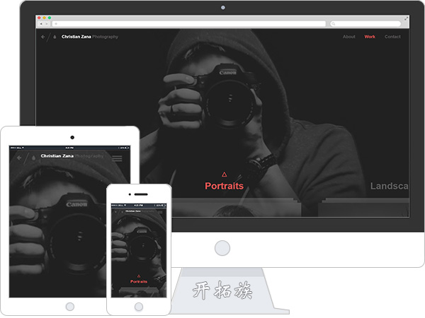 个性js动画Photo相册摄影作品照片学宣传网页模板 效果图