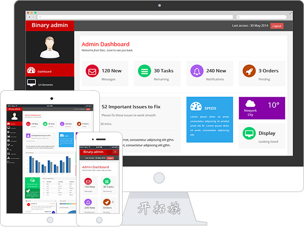 Binary admin后台管理运营系统bootstrap模板 效果图