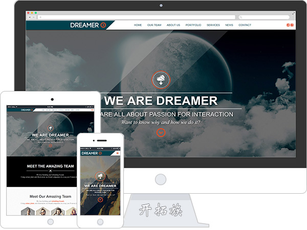 大图响应式科技公司作品项目案例css3网页模板 效果图