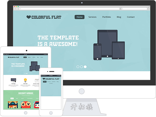 flat卡通动漫设计师作品展示responsive网站模板 效果图
