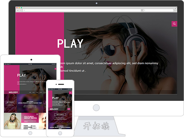 响应式动感艺术个性音乐俱乐部html5网页模板 效果图