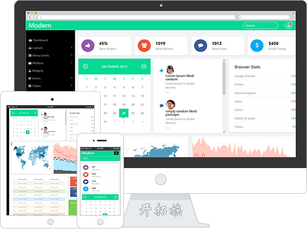 漂亮全屏响应式bootstrap后台管理员数据分析网页模板 效果图