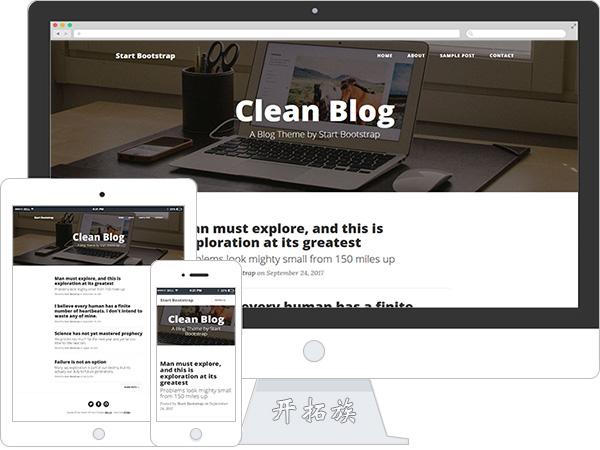 clean Blog极简个人博客主页建立内容网页模板 效果图